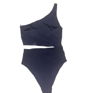 Zara One Shoulder Cutout Swimsuit Women's Size S Minimalist Black